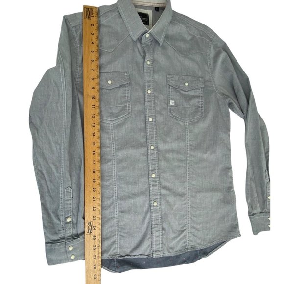 7 Diamonds Blue Pattern Pearl Snap Shirt Size Large - Picture 4 of 6